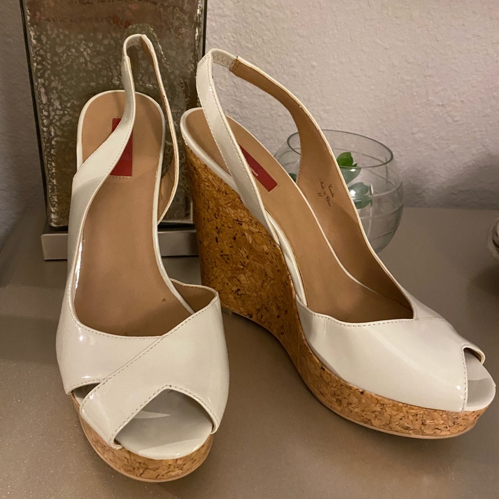 RED Saks Fifth Avenue Cork Wedge